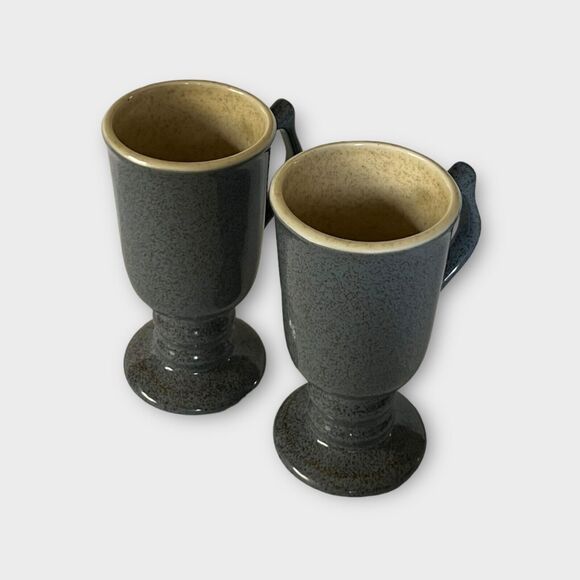 Vintage Hall Made in the USA 1273 Blue Speckled Irish Coffee Mugs Set of 2 - Picture 8 of 16